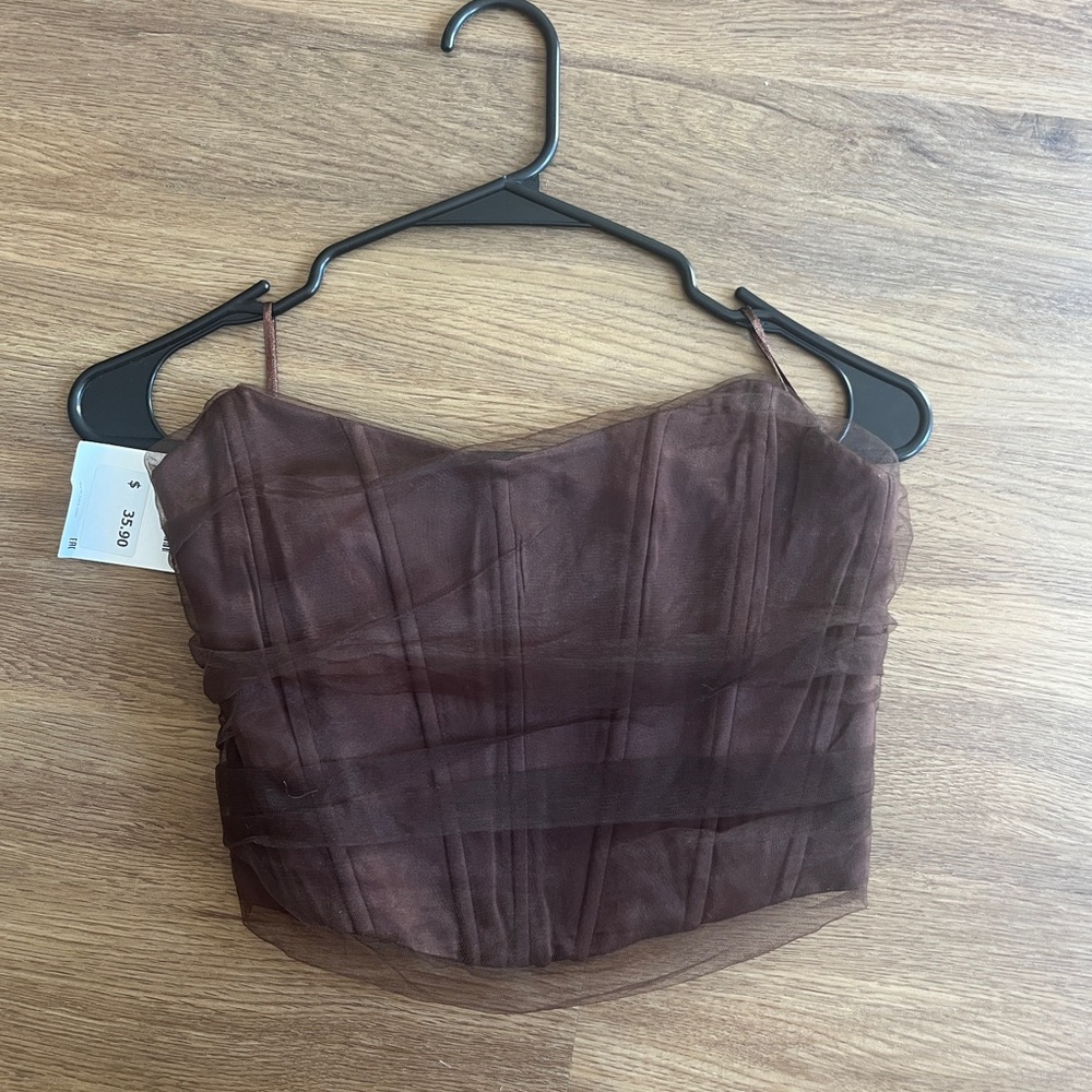 Zara brown tulle corset top